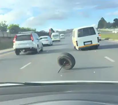 Loose Tyre Rolls Free – Second Taxi Also Damaged – Footage Leaves Mzansi Stunned