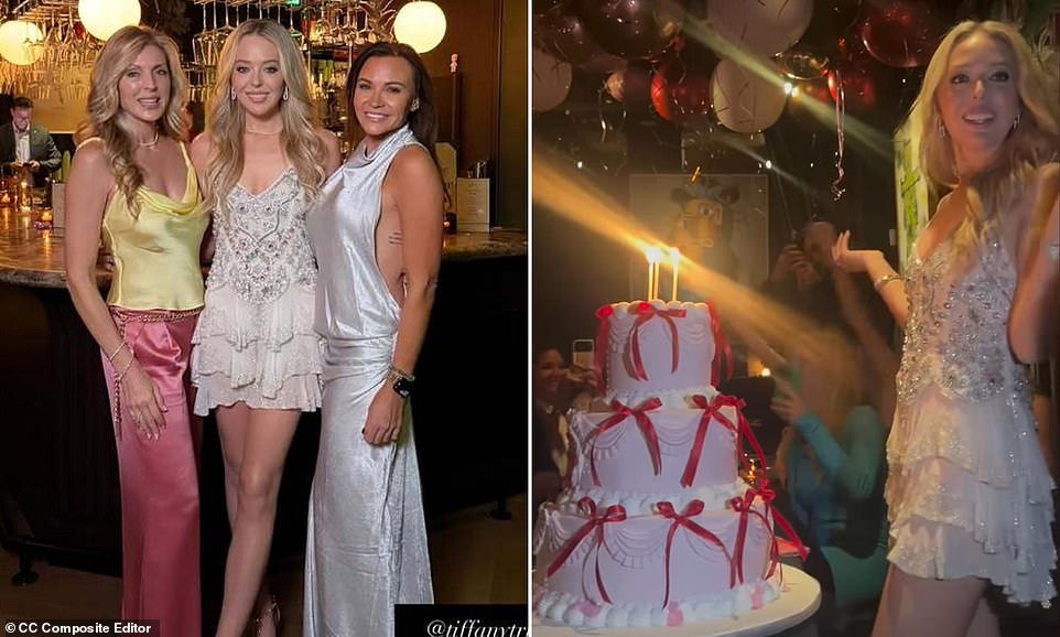 Tiffany Trump marks 33rd birthday in sparkling white dress