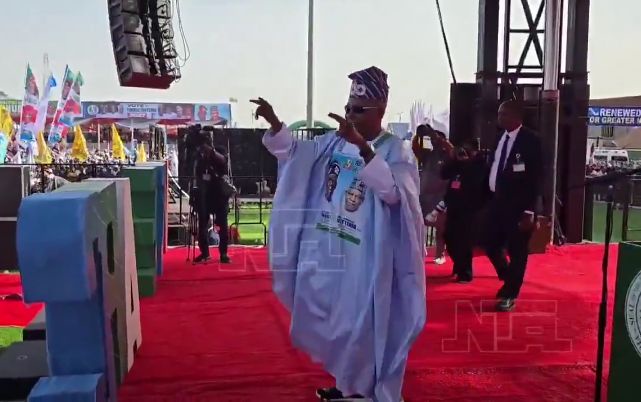 Reactions Trail Video Of Vice President Shettima Dancing At Tinubu’s Campaign Flag-Off In Kaduna