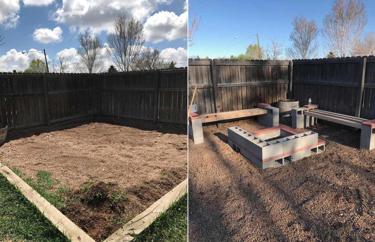 They Stacked 48 Cinder Blocks in an Empty Backyard Corner: Now There’s a Fire Pit and Room for Friends