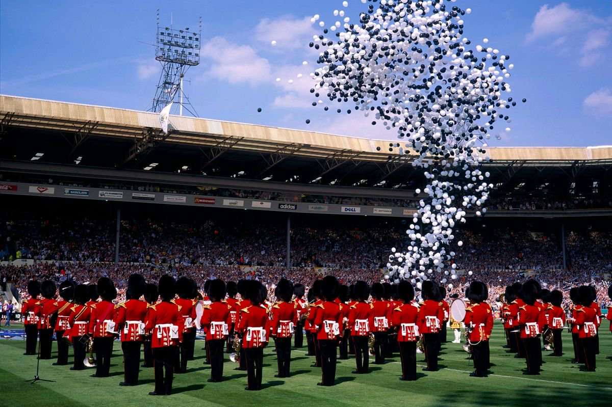English football stadium that held 82,000 knocked down and rubble used to decorate London park