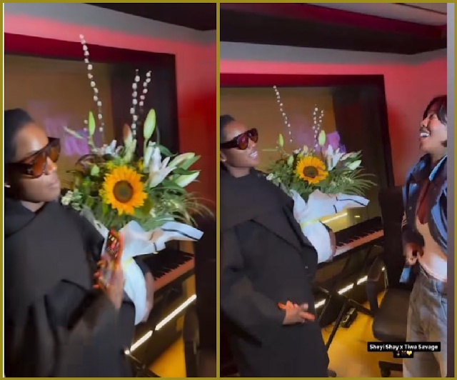Singer Tiwa Savage Gifts Fellow Singer Seyi Shay A Beautiful Flower Bouquet