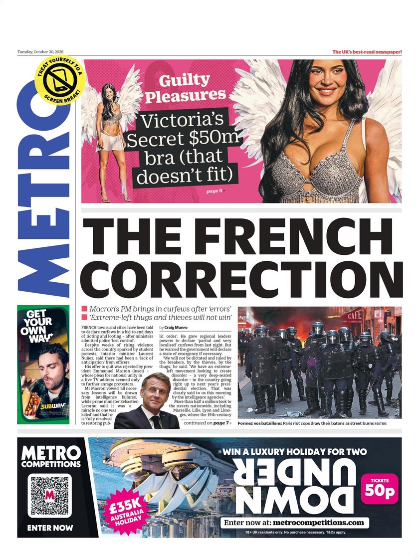 ‘The French correction’ and ‘Labour cuts £2bn from Army’