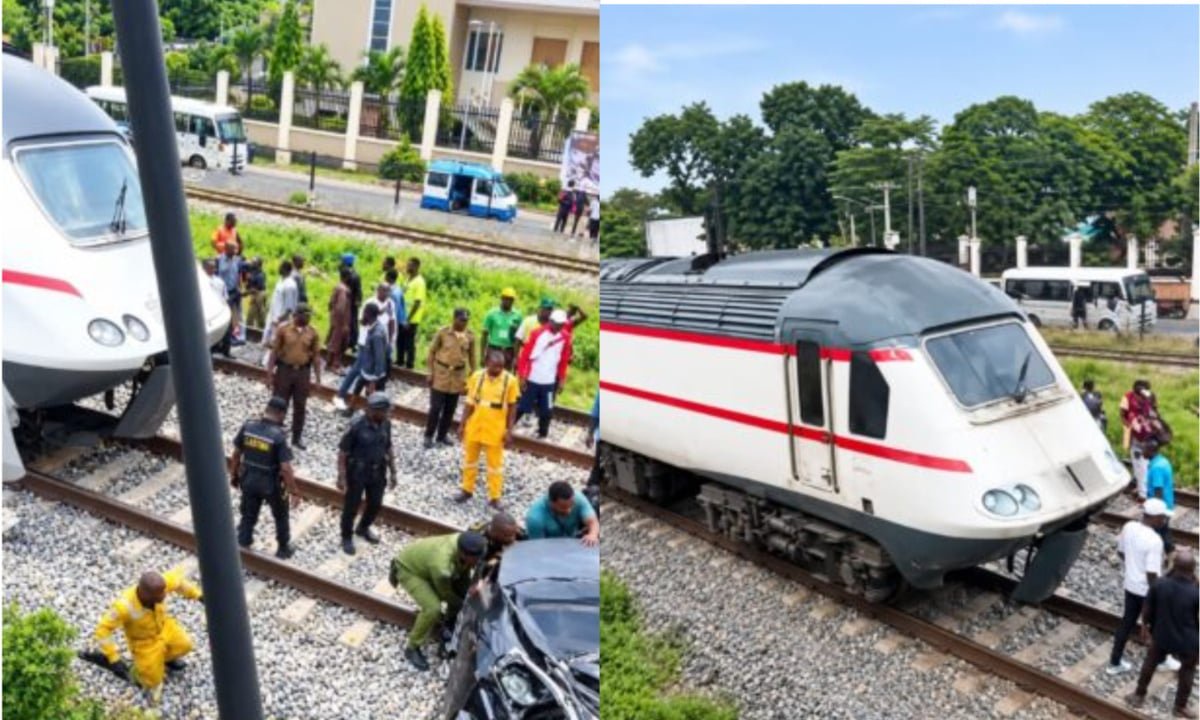 Motorist escapes death as train collides with car in Lagos