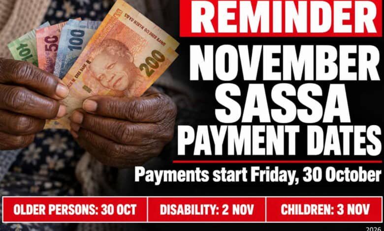 REMINDER: Here are the revised SASSA payment dates for November