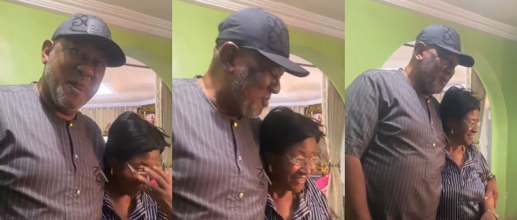 “My Darling Mommy”- Leo Edochie Melts Hearts With Sweet Video Of His Mother