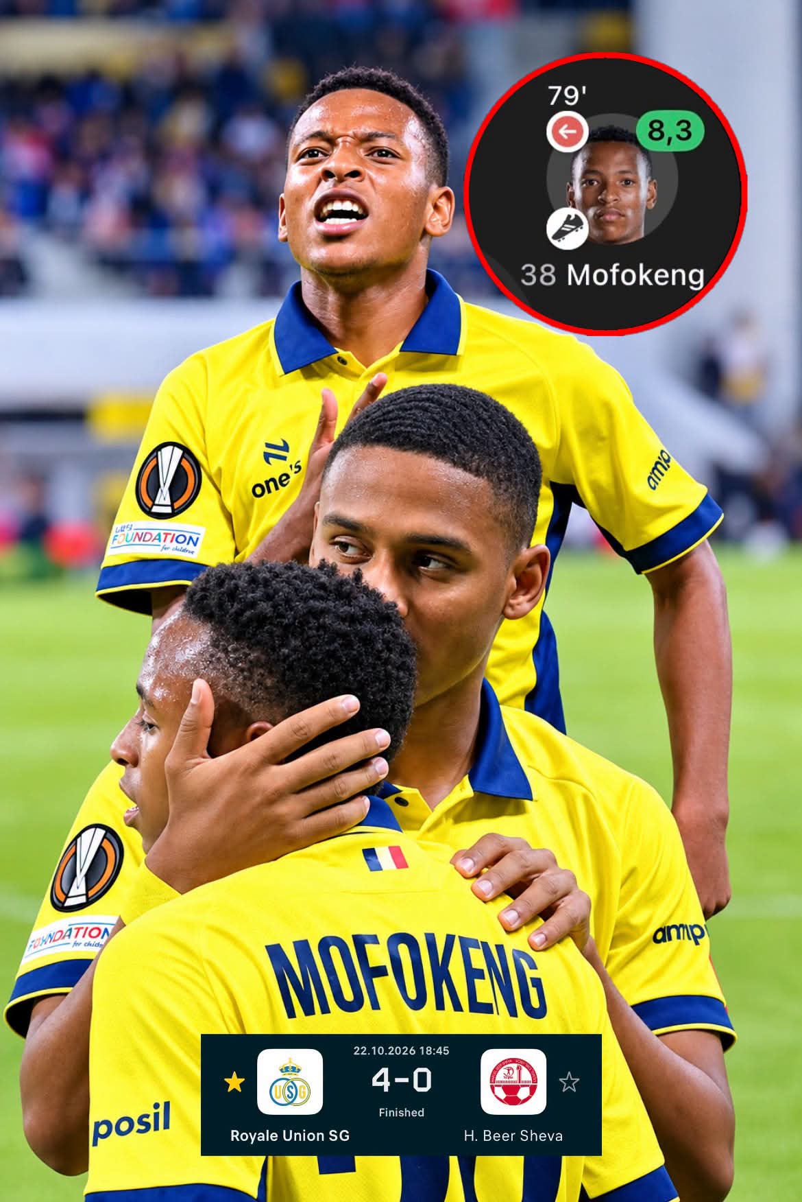 Relebohile Mofokeng Shines in Europa League as Royal Union SG Secure 4-0 Victory
