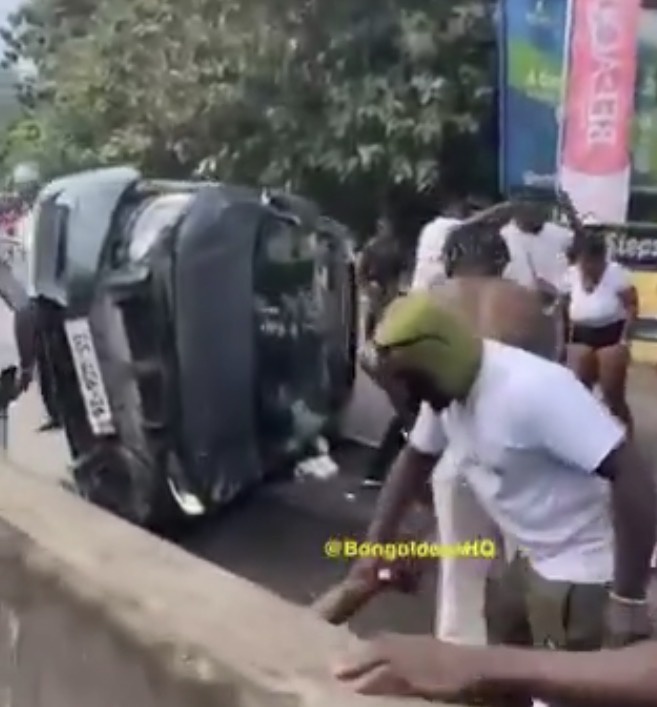 Accra–Aburi Road Crash: Passersby Rush To Rescue Passengers After Car Somersaults