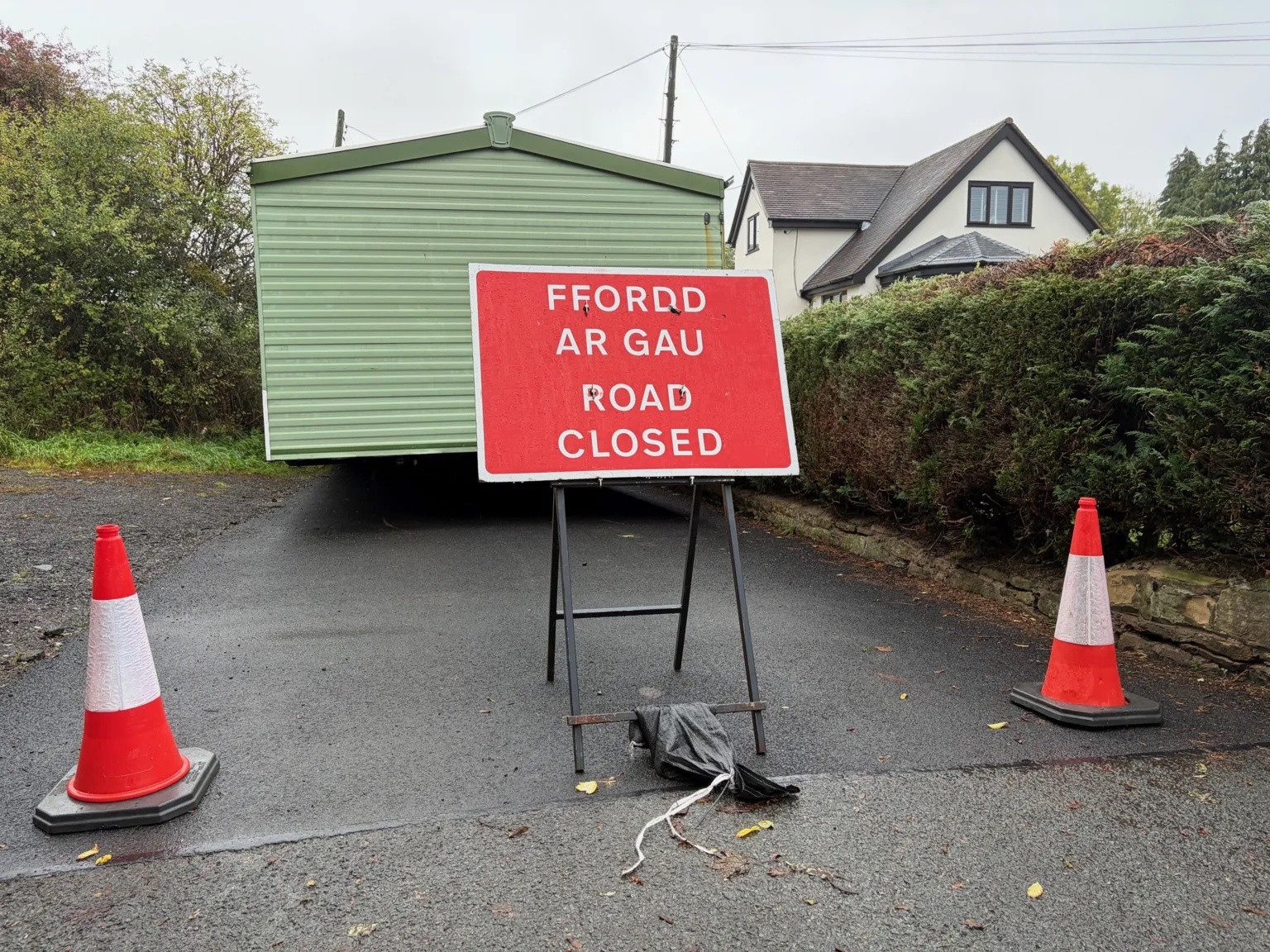 ‘Total nightmare’ as stuck caravan blocks road