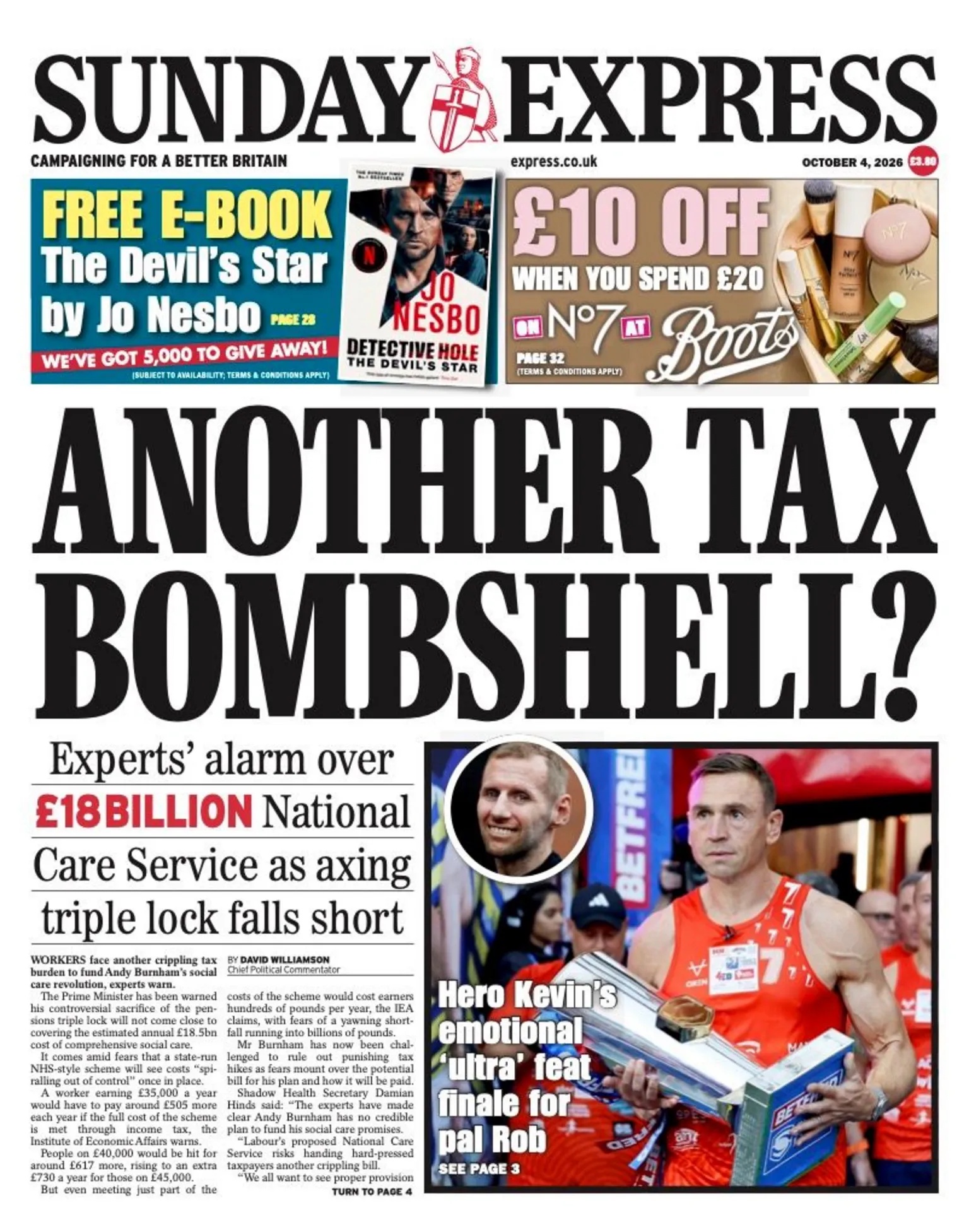 ‘Another tax bombshell?’ and ‘Terror plot targets’