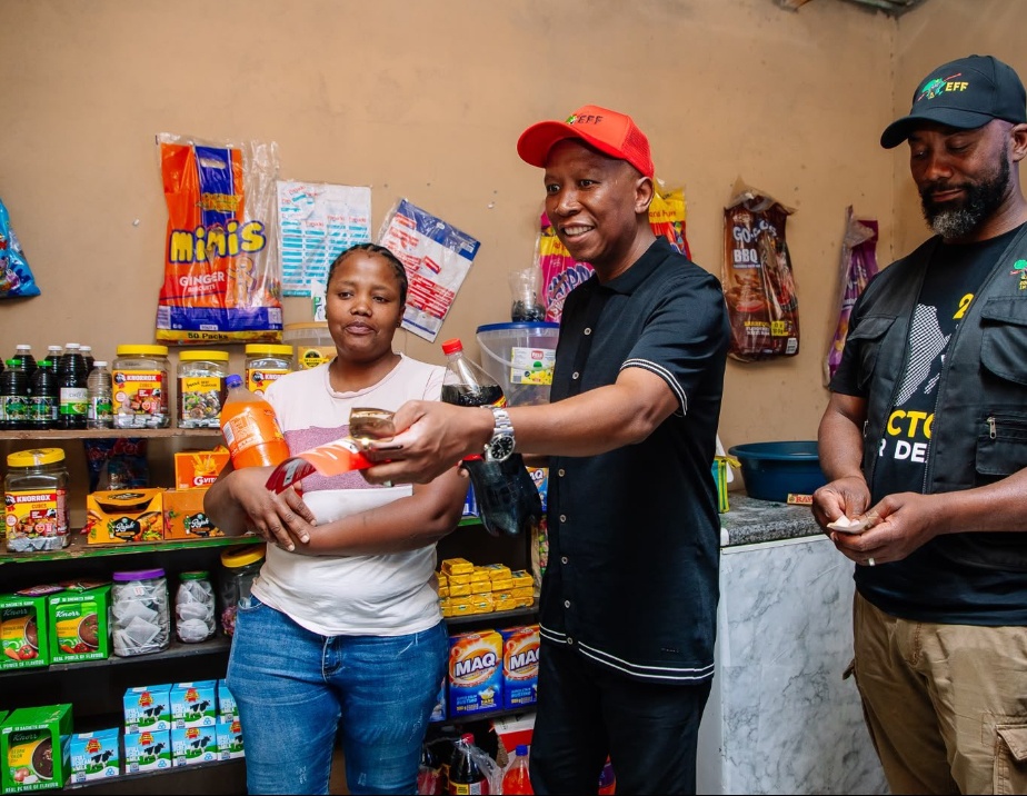 Julius Malema filmed buying items inside a South African owned spaza shop