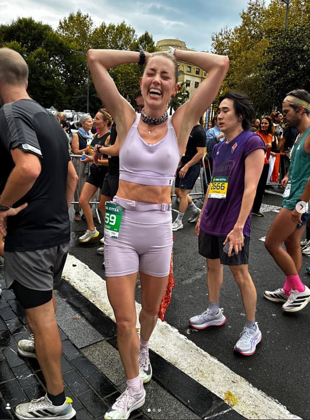 Amber Heard celebrates her first half marathon in new update from her relaxed Spanish life