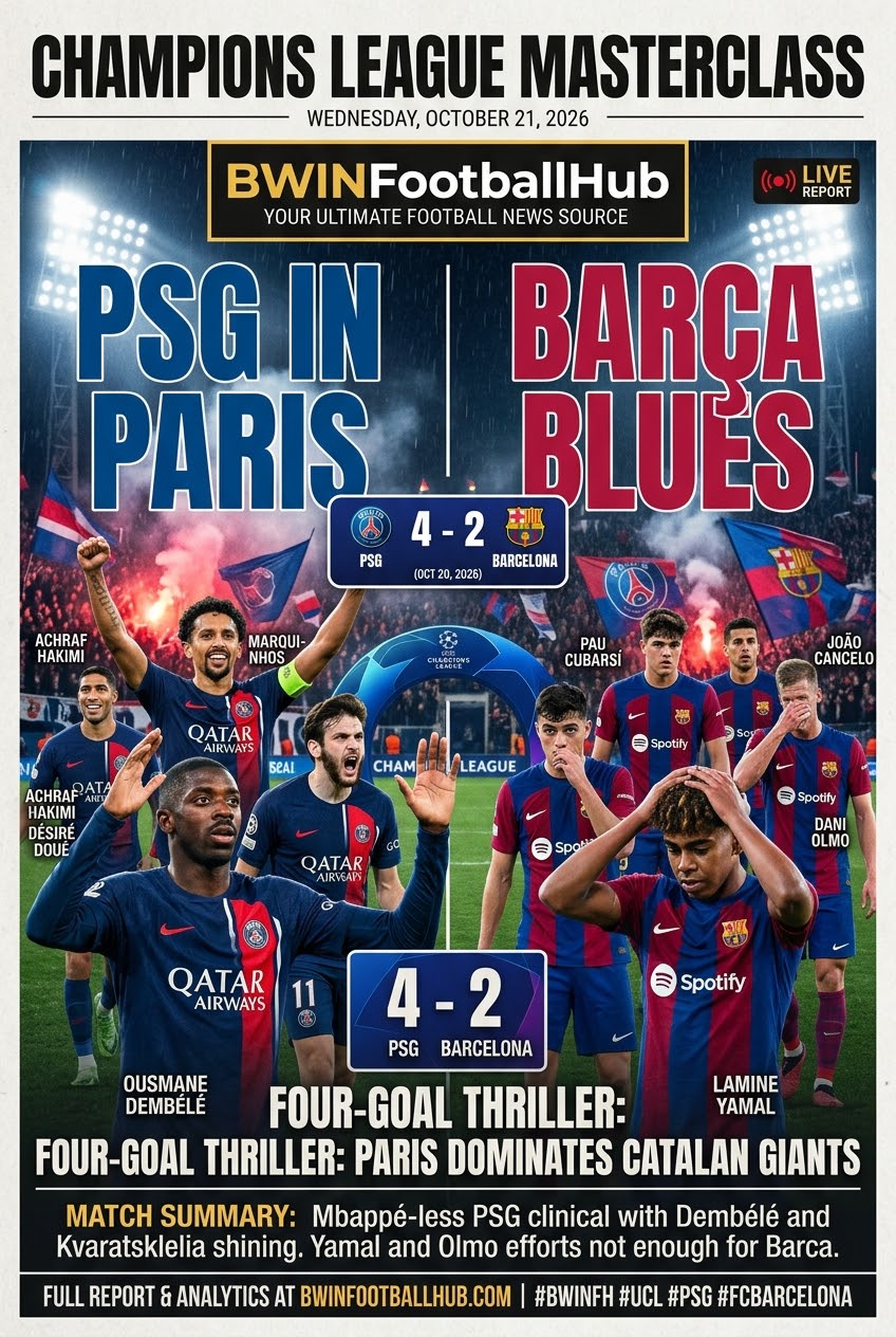 PSG Beat Barcelona 4–2 as Catalans Suffer First Defeat of the Season