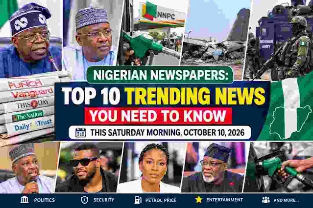Nigerian Newspapers: Top 10 Trending News You Need to Know This Saturday Morning, October 10, 2026