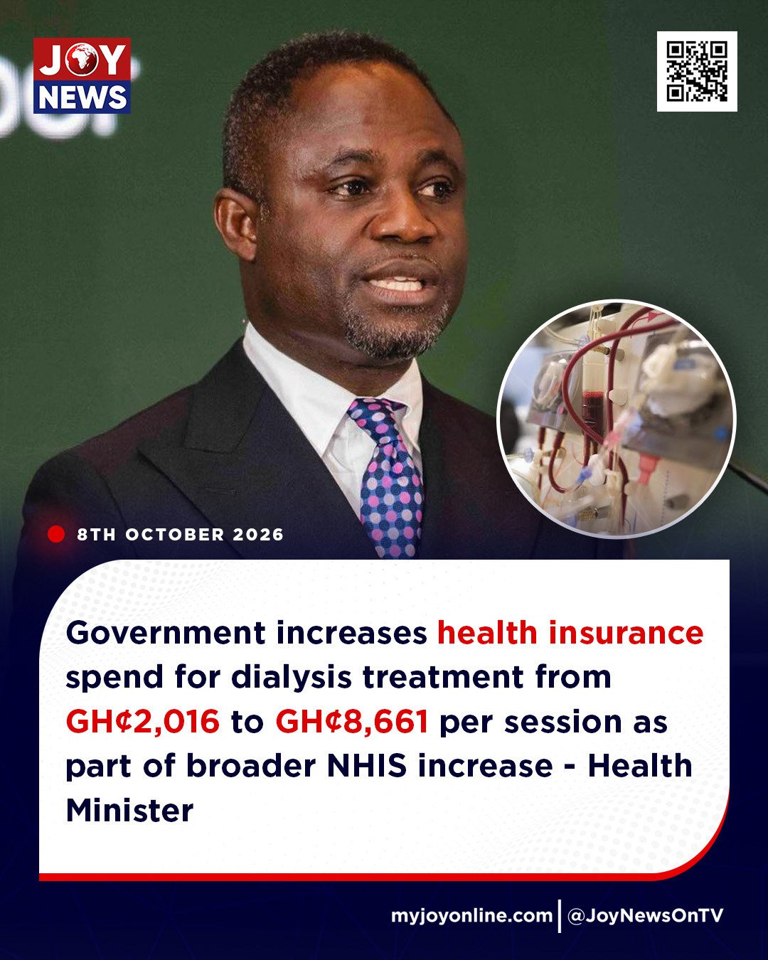 Dialysis Coverage Soars From GH¢2,016 To GH¢8,661 Per Session Under New NHIS Increase