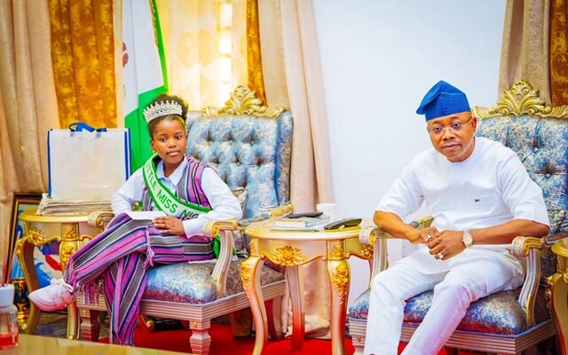 Gov Ododo Hosts Kogi-born Little Miss Nigeria 2026 Winner, Queen Aisha Audu and Counterpart, Queen Pristine in Lokoja