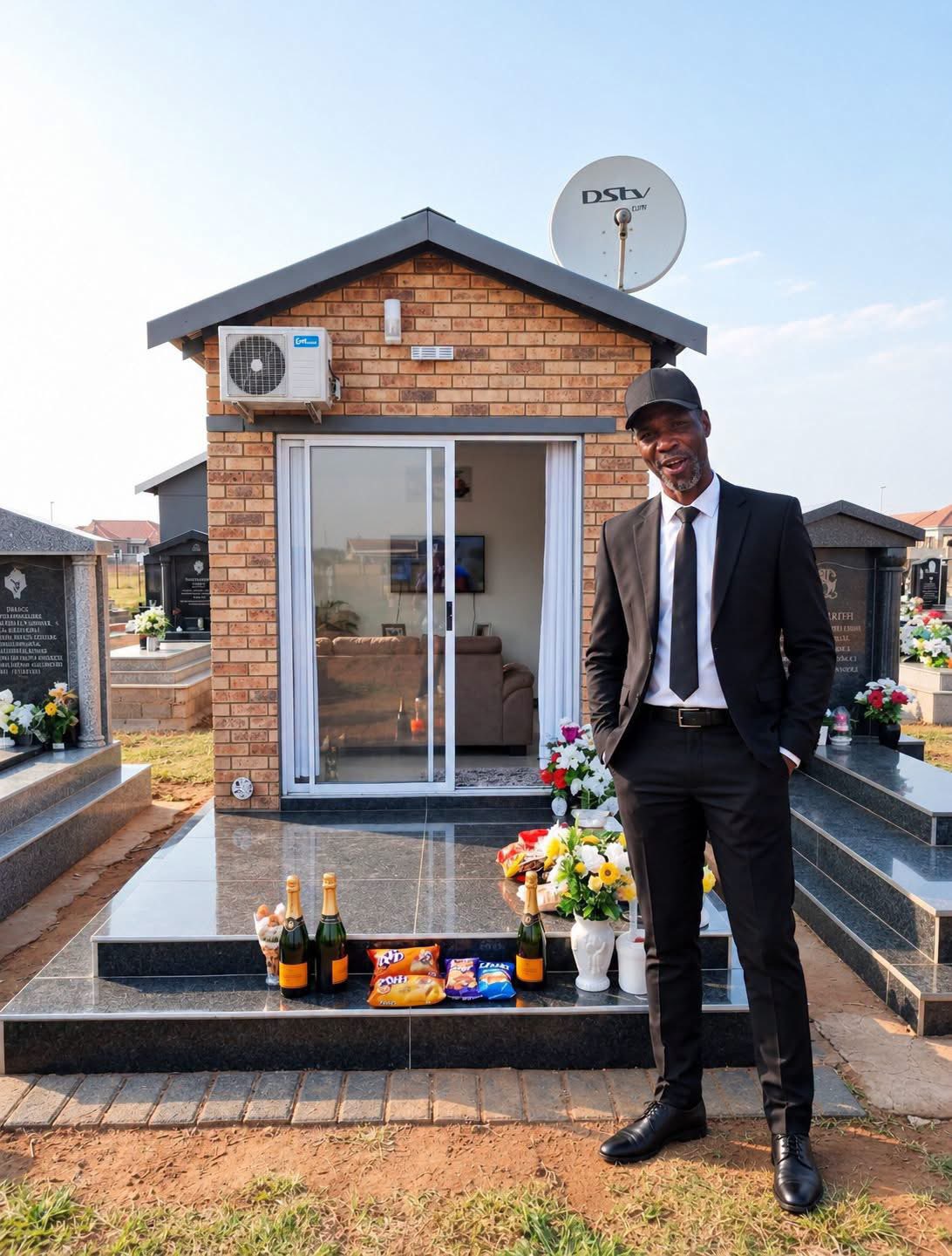 House-style tomb with lounge, TV and DStv allegedly built over grave