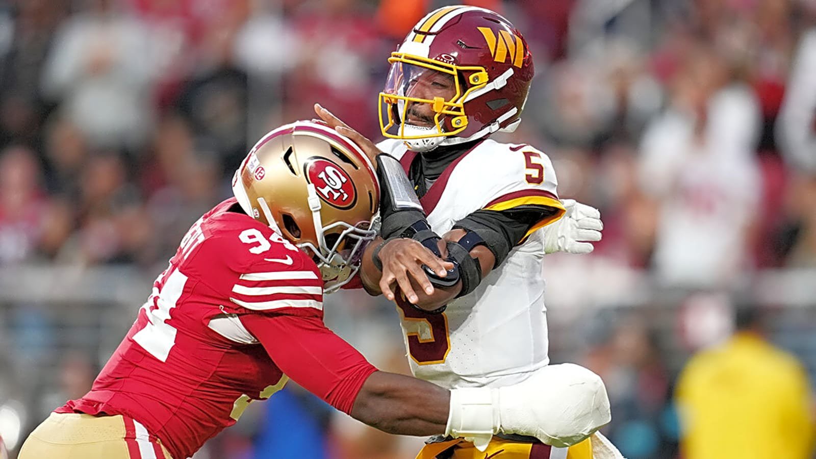 49ers drop Jayden Daniels with game-ending sack for MNF win
