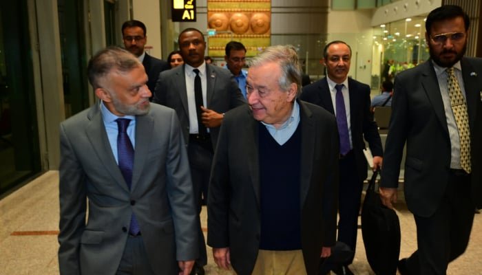 UN chief Guterres arrives in Islamabad at DPM Ishaq Dar’s invitation