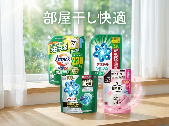 部屋干しも香り頼みじゃない！“ニオイ撃退＆衣類ケア”洗濯洗剤4選