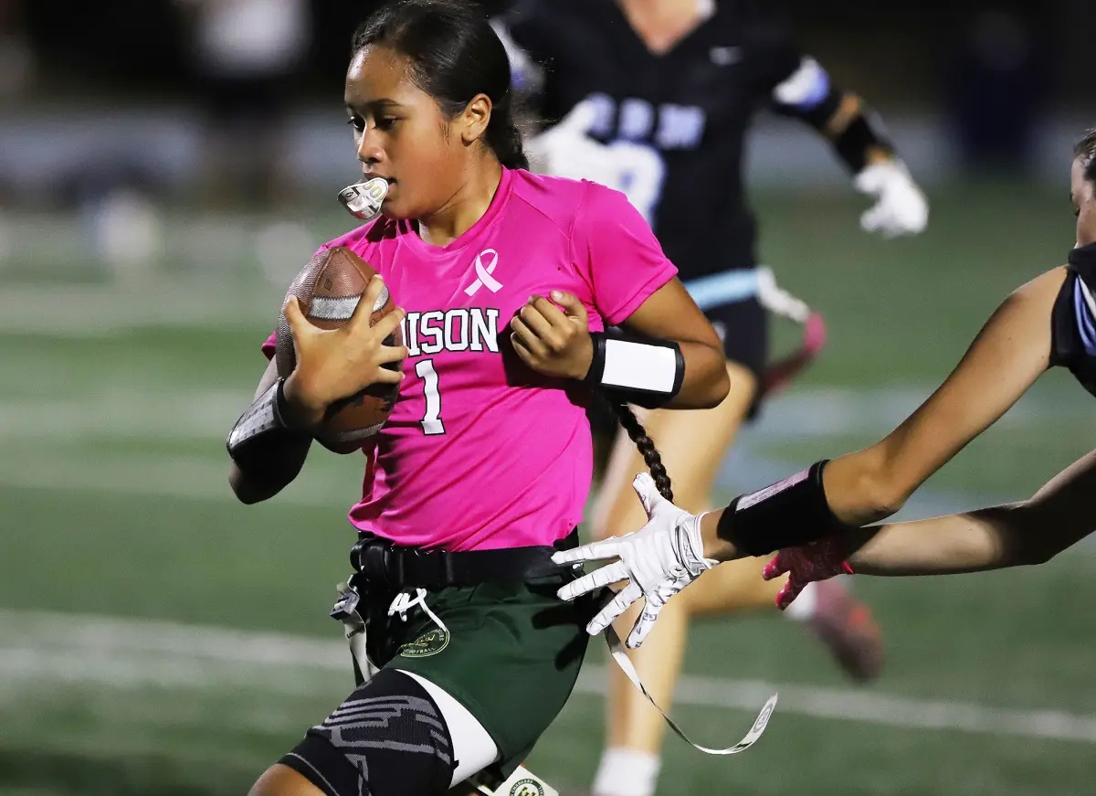 Edison girls’ flag football rallies for road win over Corona del Mar