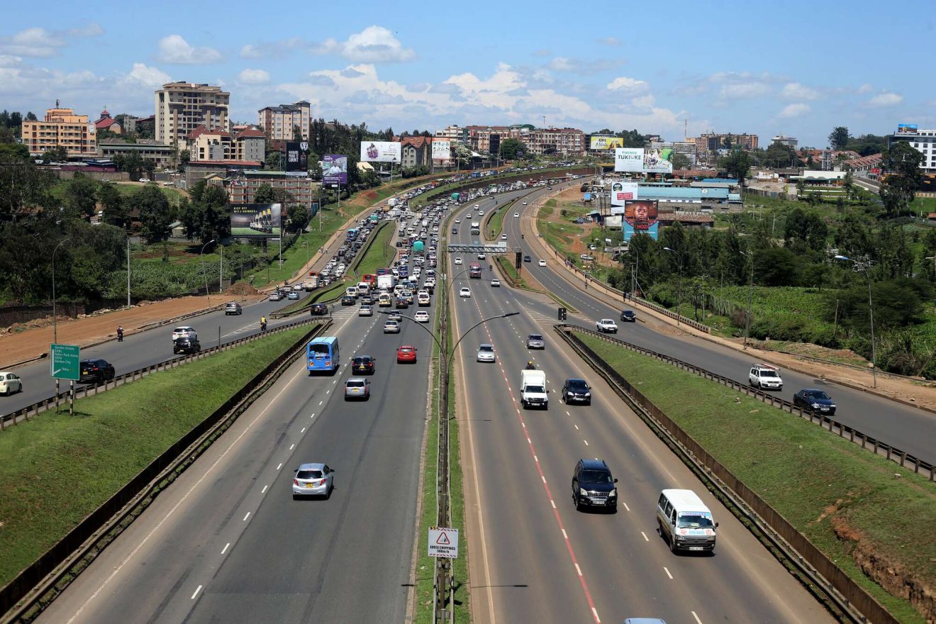 Huge Hole Appears Along The Newly Constructed Exit At The Car Wash Area, Thika Road.