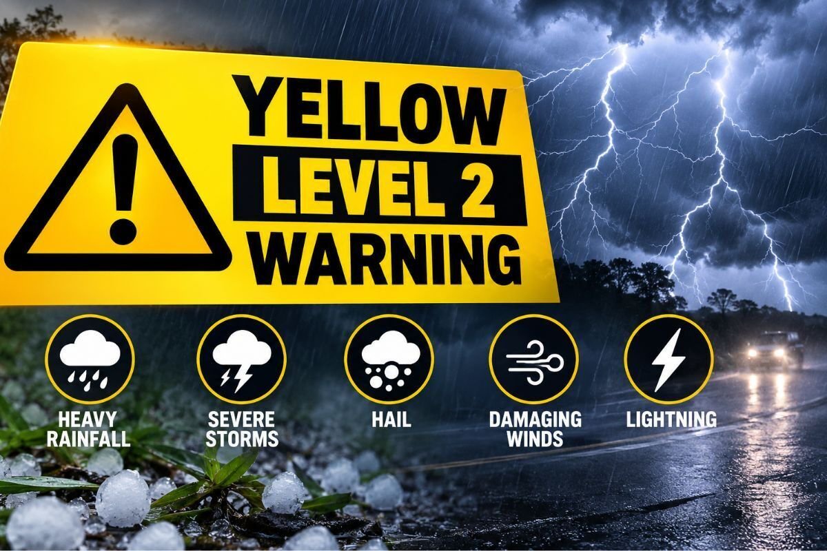 Yellow Level 2 warning: Heavy rain, hail and severe storms threaten two provinces