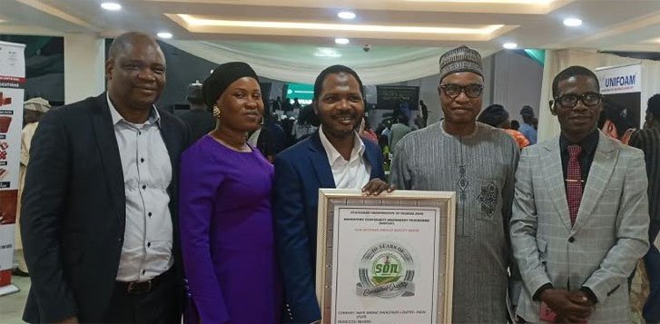 MATE Energy Bags SON’s MANCAP Award For Sustained Quality Standards
