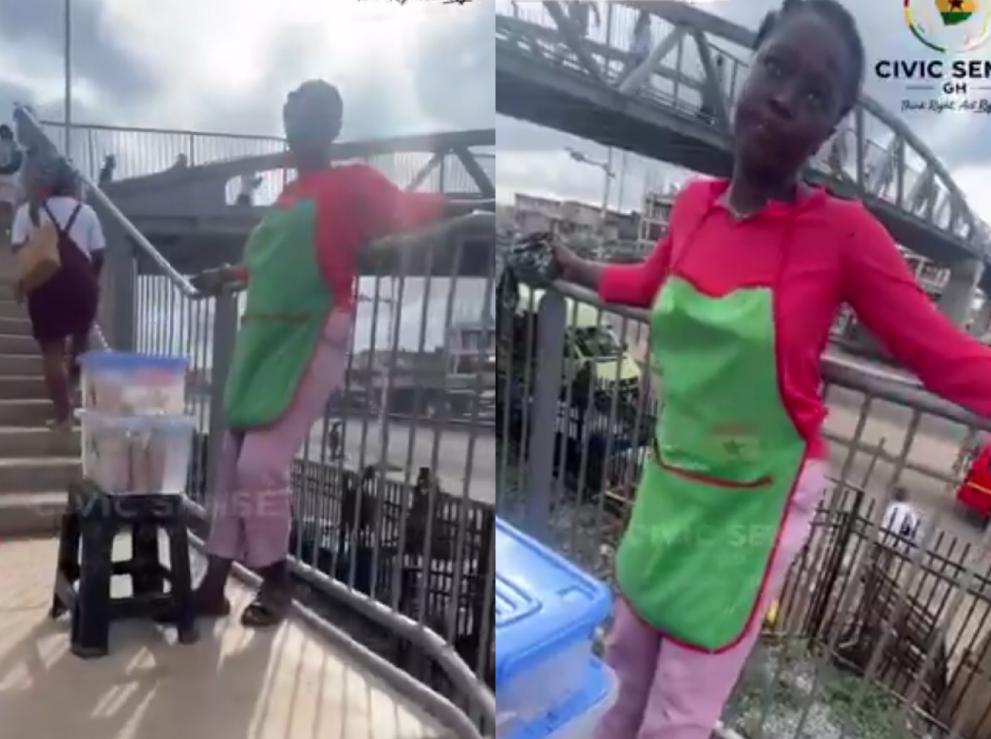 If You Don’t Beat Me, I Will Beat You — Tea Seller Tells Journalist to Leave Her Alone on Footbridge