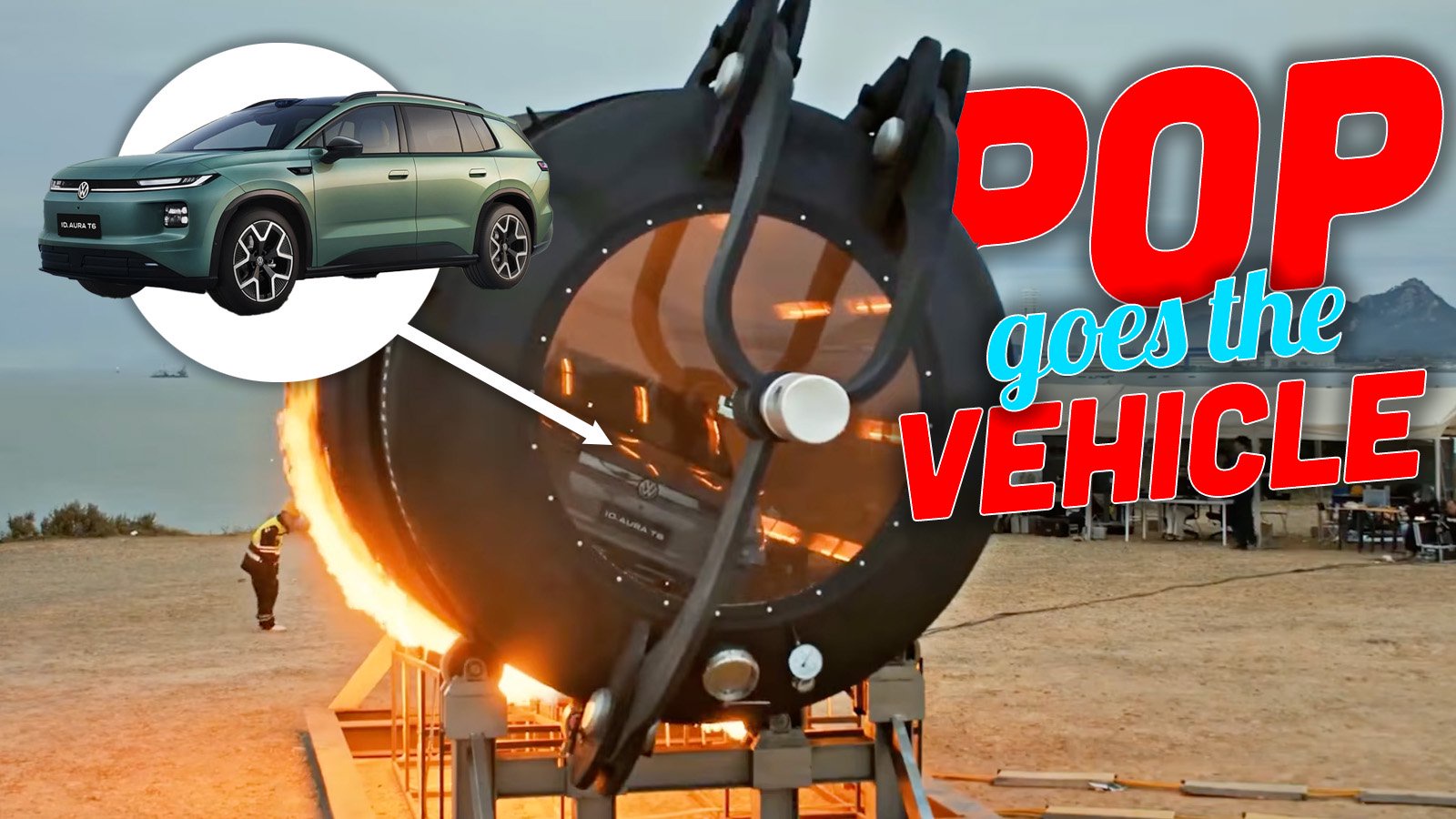 VW China Shoved One Of Their New EVs Into A Giant Popcorn Machine And Tumbled And Cooked It