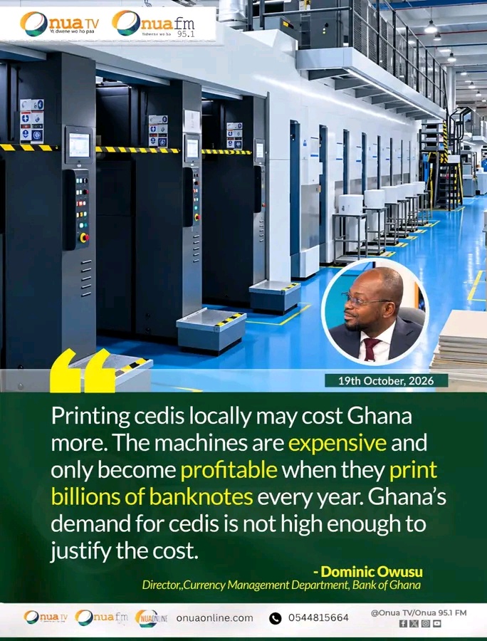 Printing Cedis Locally Could Cost Ghana More, Bank of Ghana Official Explains