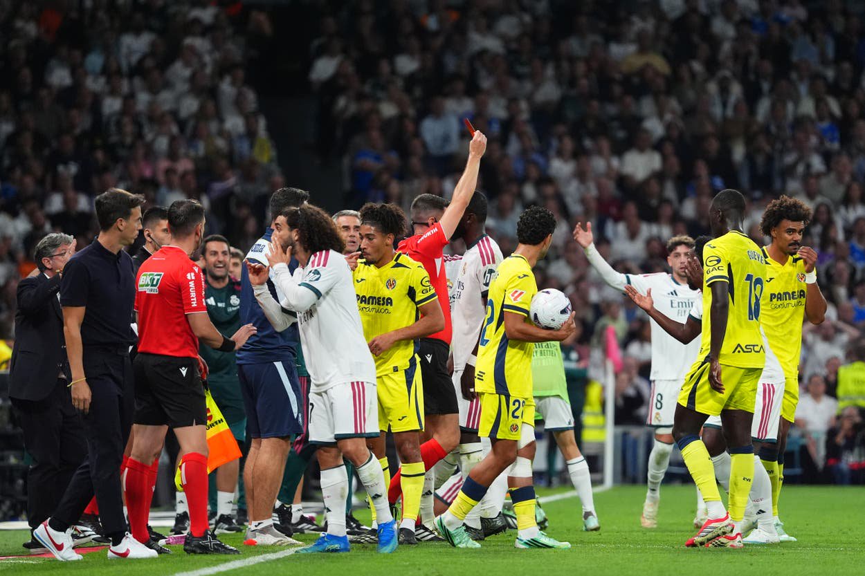 Real Madrid’s Vinicius Jr sent off for hair pull as Jose Mourinho boycotts press conference