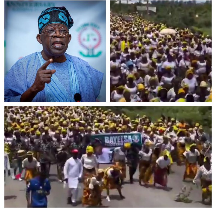 Reactions Trail After Presidency Shares Video Of Large Crowd Of Bayelsa Women Campaigning For Tinubu