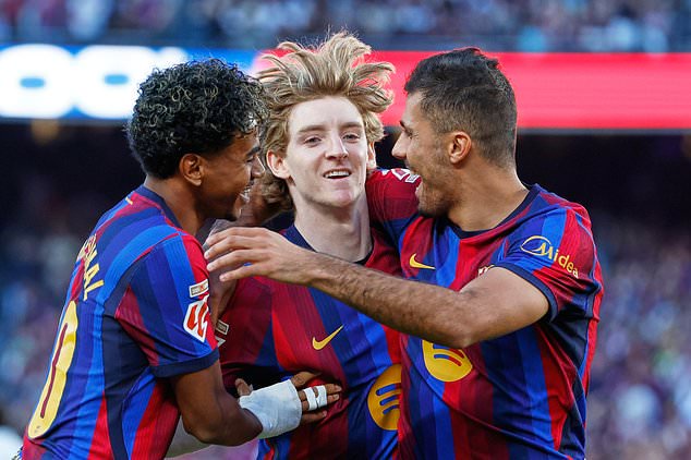 Anthony Gordon scores first goal for Barcelona as leader equals best start in La Liga
