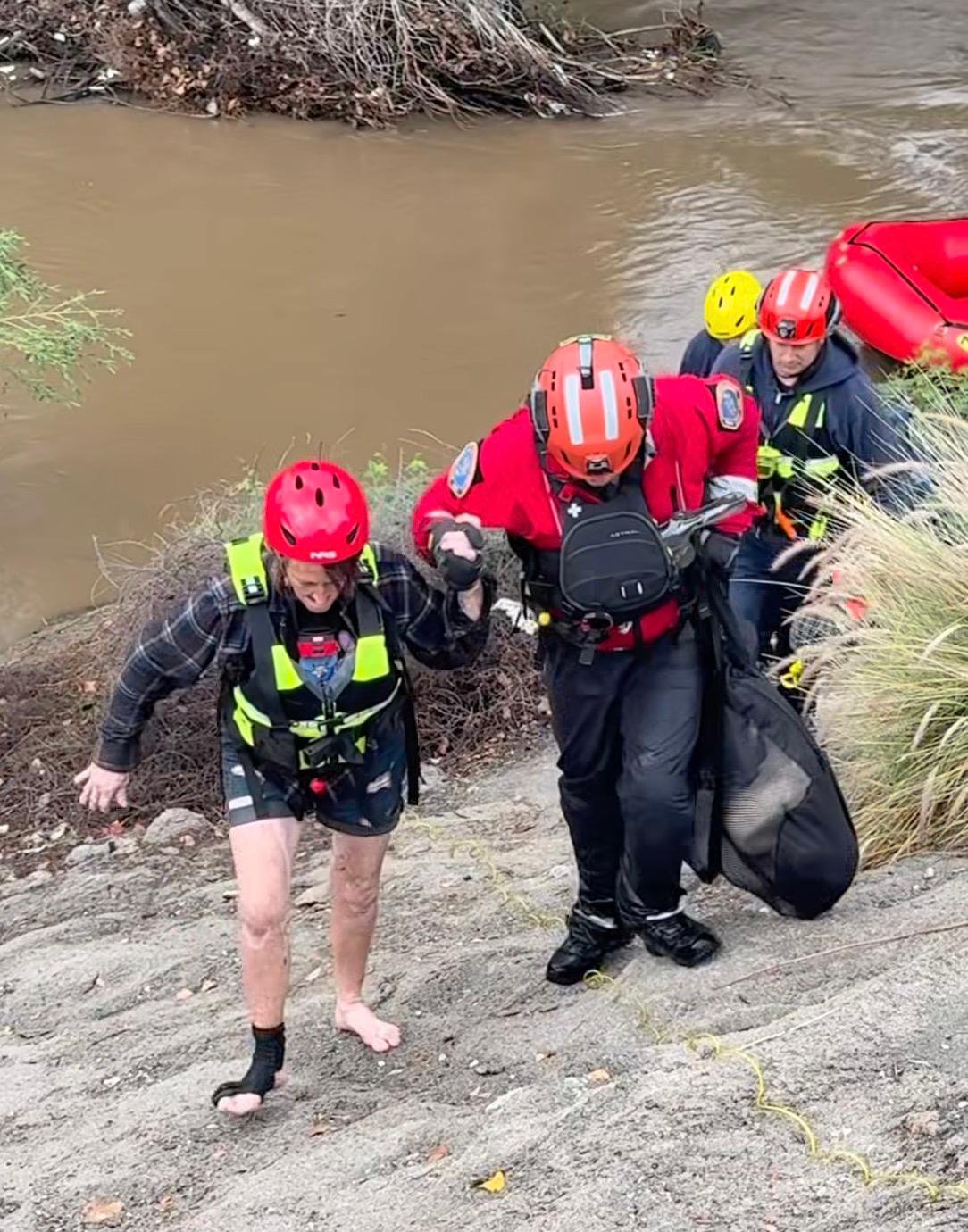 Two women and four dogs rescued from rapidly rising California river amid monster storm
