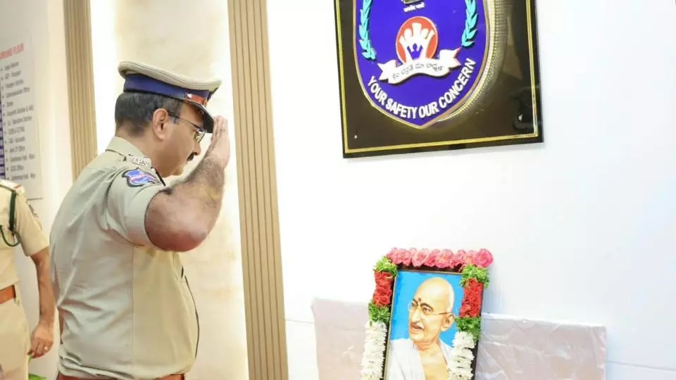 Cyberabad and Future City Police Pay Tributes to Mahatma Gandhi and Lal Bahadur Shastri