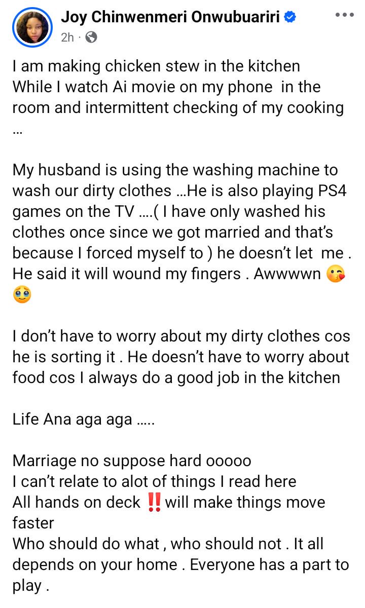 My husband refuses to let me wash his clothes, says it will hurt my finger – Nigerian woman reveals