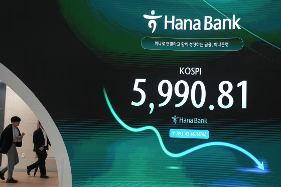 South Korea’s Kospi index sinks more than 7% on semiconductor share sell-off over AI boom worries