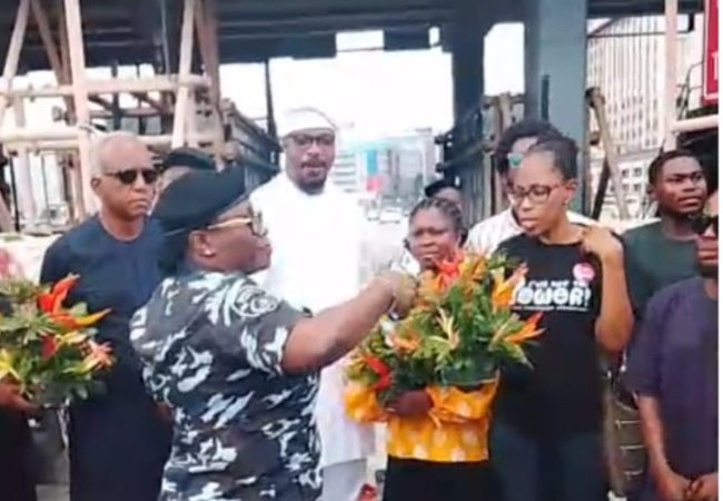 BREAKING: NDC, ADC Lagos guber candidates tear-gassed at Lekki Toll Gate