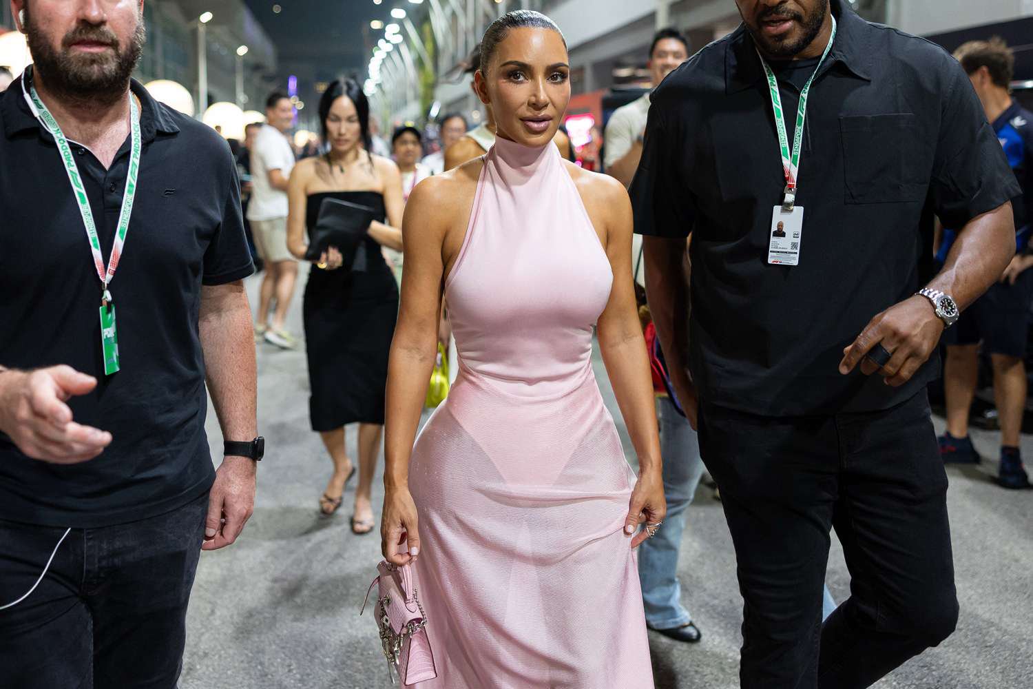 Kim Kardashian Turns Heads in See-Through Skirt at F1 Singapore Grand Prix to Support Boyfriend Lewis Hamilton