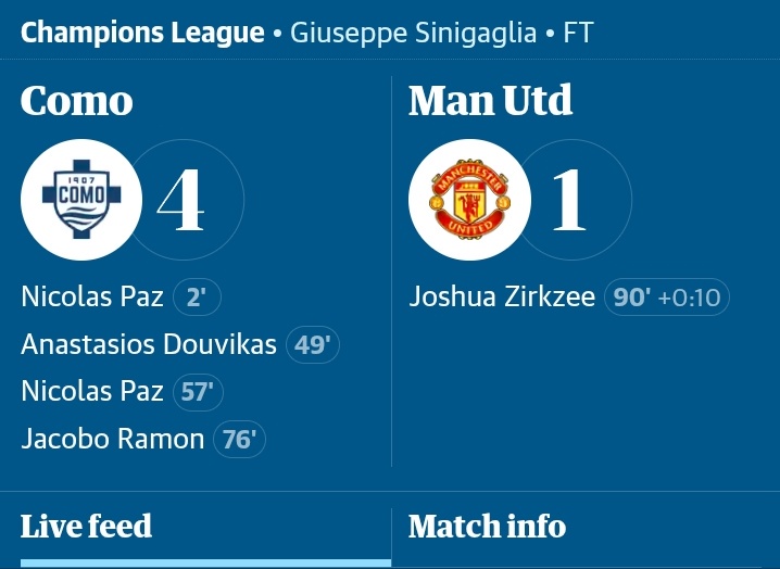 Como Humiliate Manchester United 4-1 as Carrick Faces Fresh Pressure