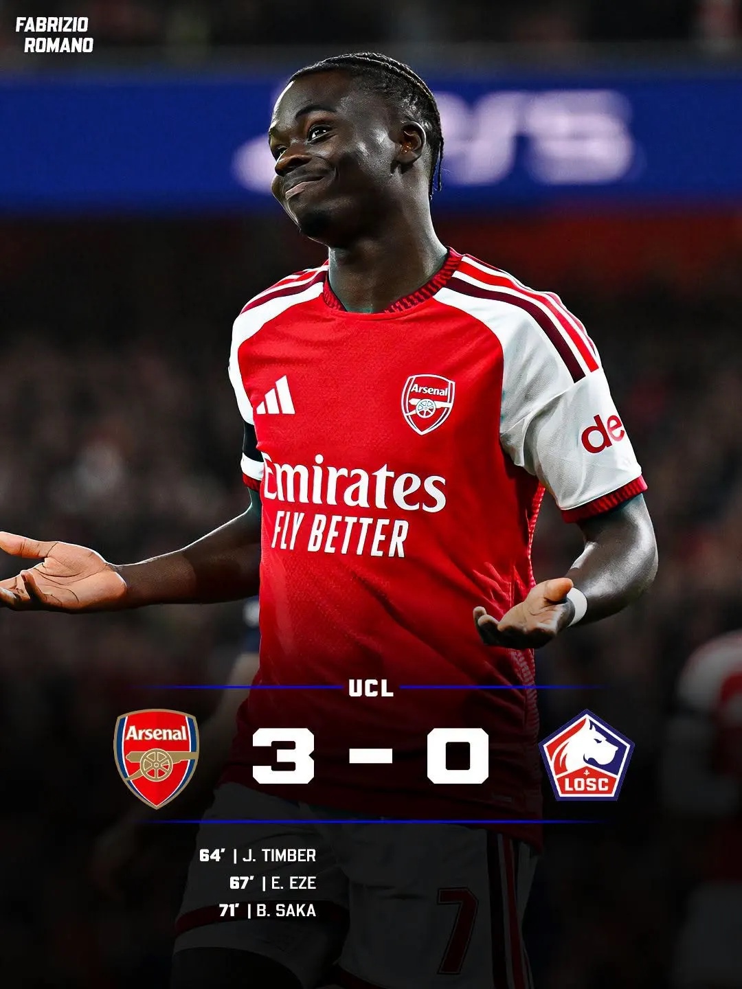 Arsenal Thrash Lille 3-0 in Impressive Champions League Display