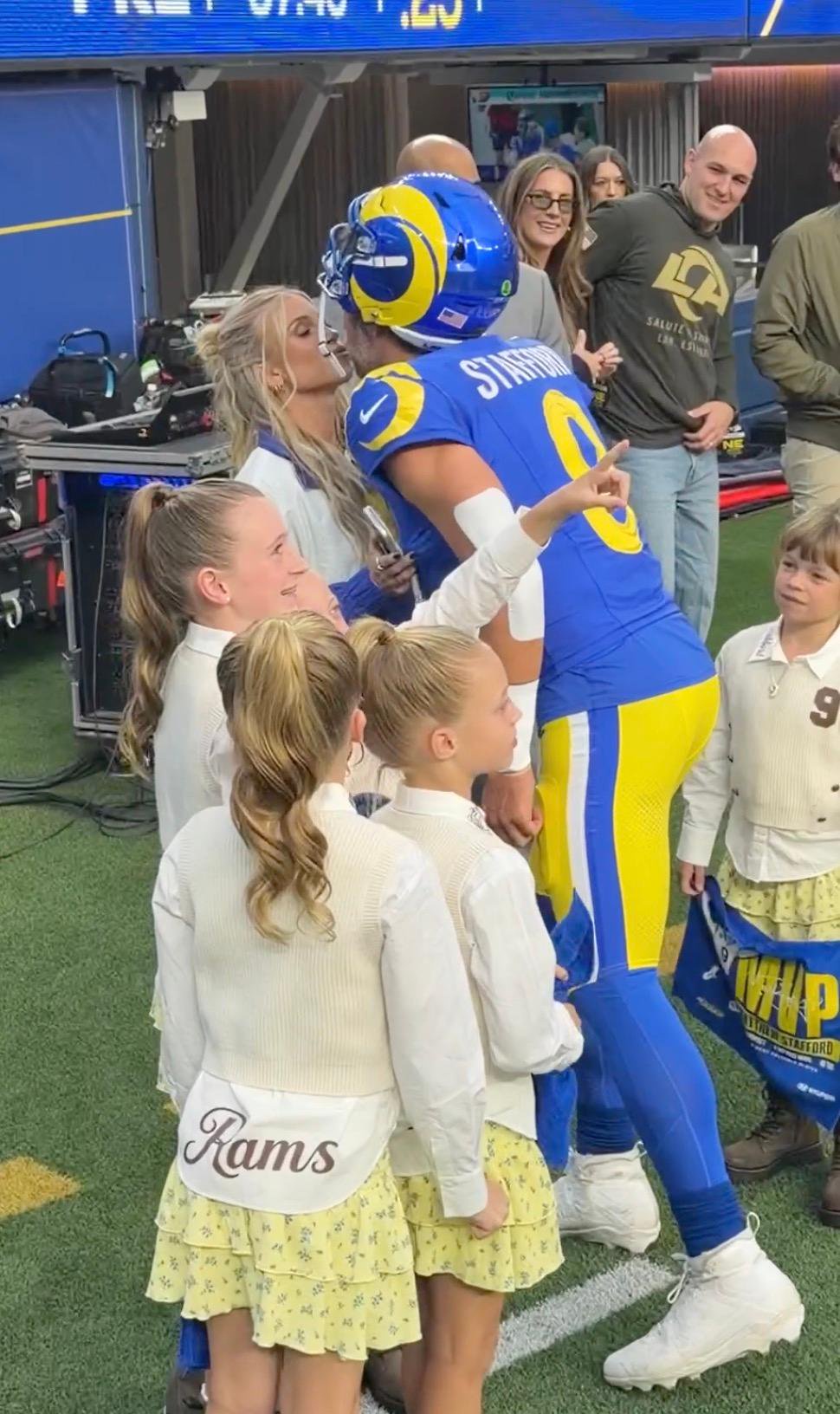 Matthew Stafford shares kiss with wife Kelly before Rams’ ‘Monday Night Football’ clash with Bills