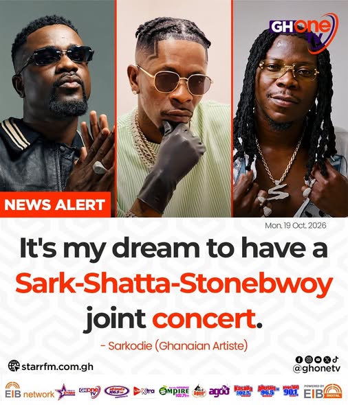 “It’s My Dream to Have a Sark-Shatta-Stonebwoy Joint Concert” – Sarkodie