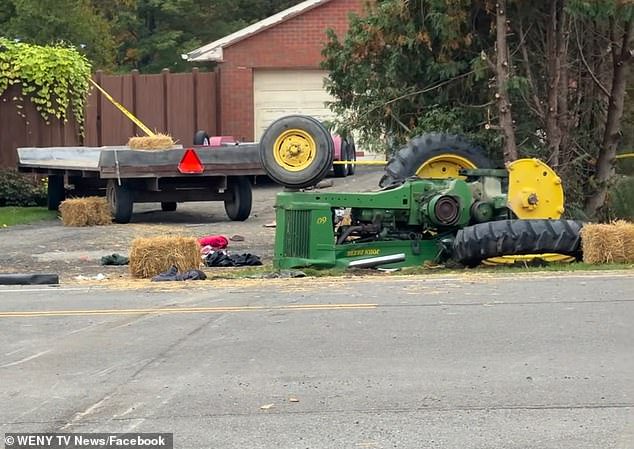 Horror as hayride carrying children flips over in New York, leaving multiple people critically injured
