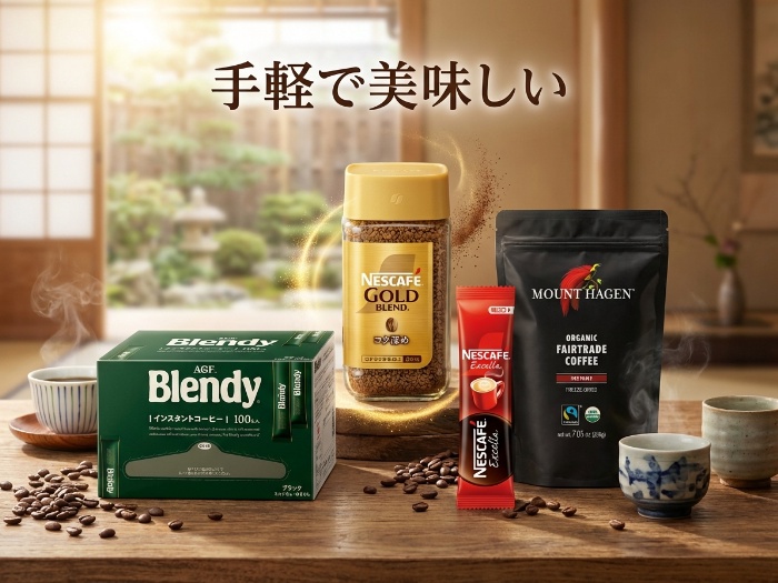 おいしいインスタントコーヒーで、手軽にカフェ気分を楽しもう！