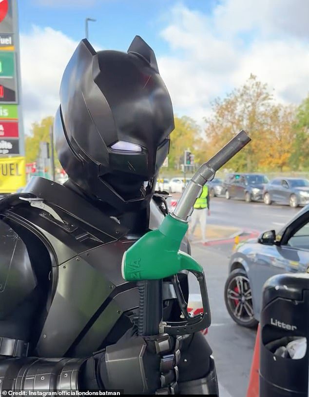 Who is London’s Batman? Superhero costumed philanthropist buys petrol, pays parking fines and gives out £1 chicken and chips to hard-up Brits