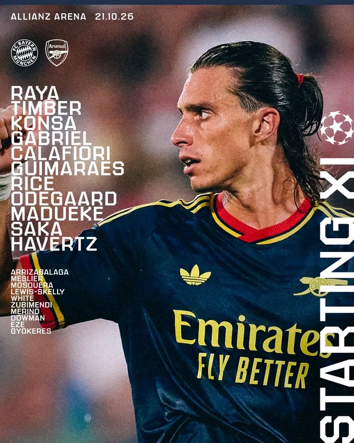 Confirmed Arsenal Lineup To Face Bayern In Champions League Clash Today