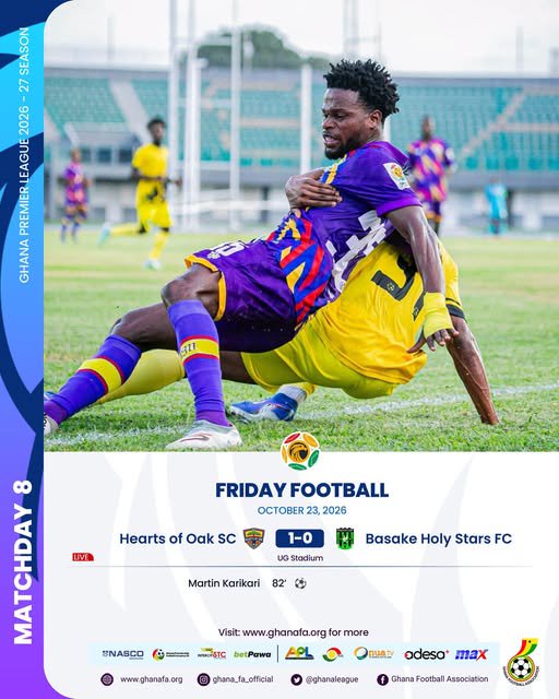 Premier League: Martin Karikari’s late stunner sends Hearts of Oak top