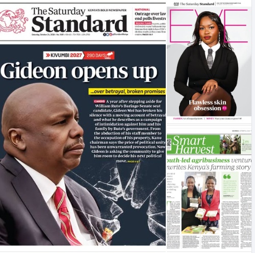 Saturday Headline Newspaper: 24th October 2026; Daily Nation The Standard, Taifa Leo, PD